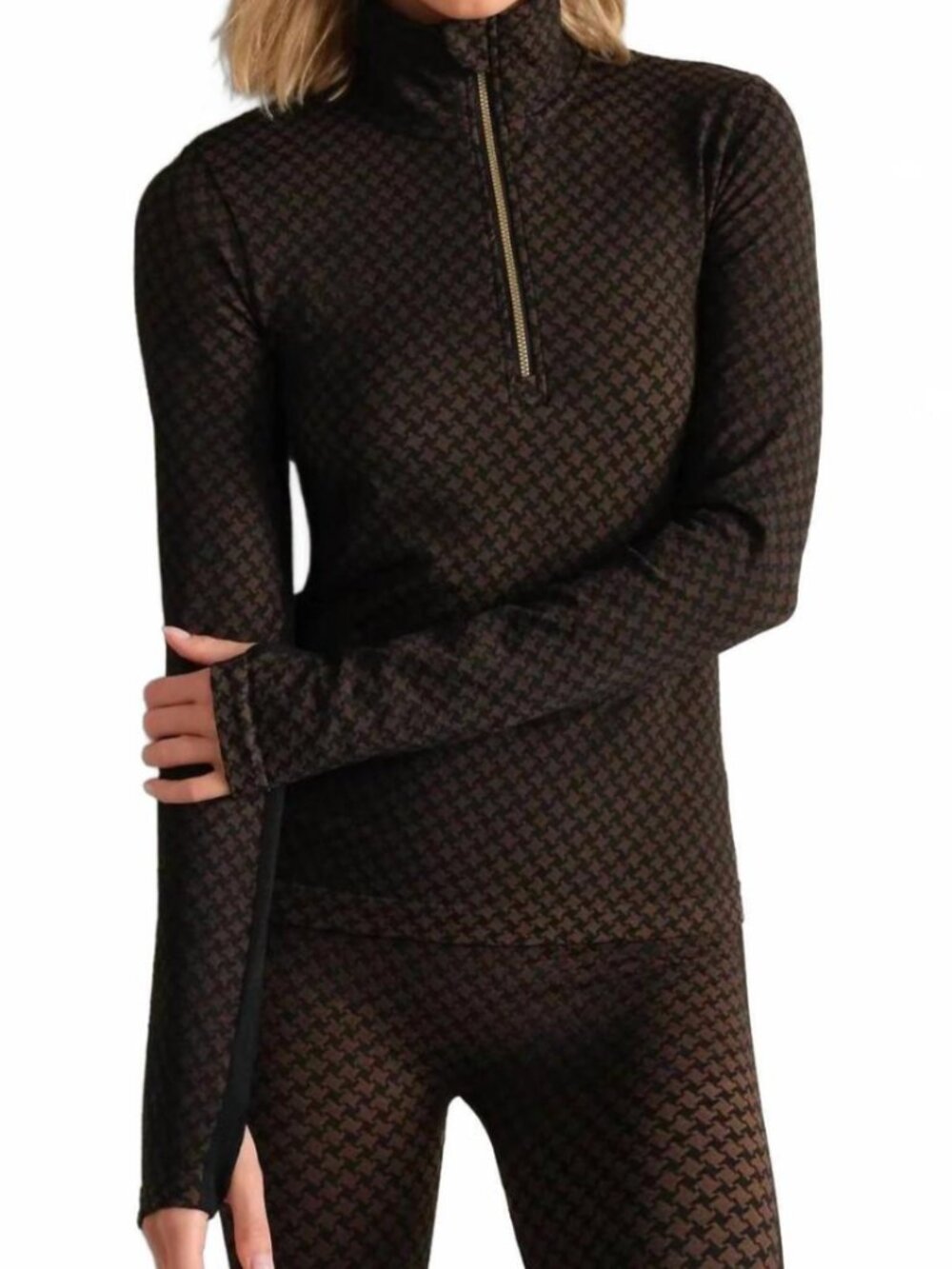 Rhone - Apres Seemless Tee Chestnut Houndstooth Small